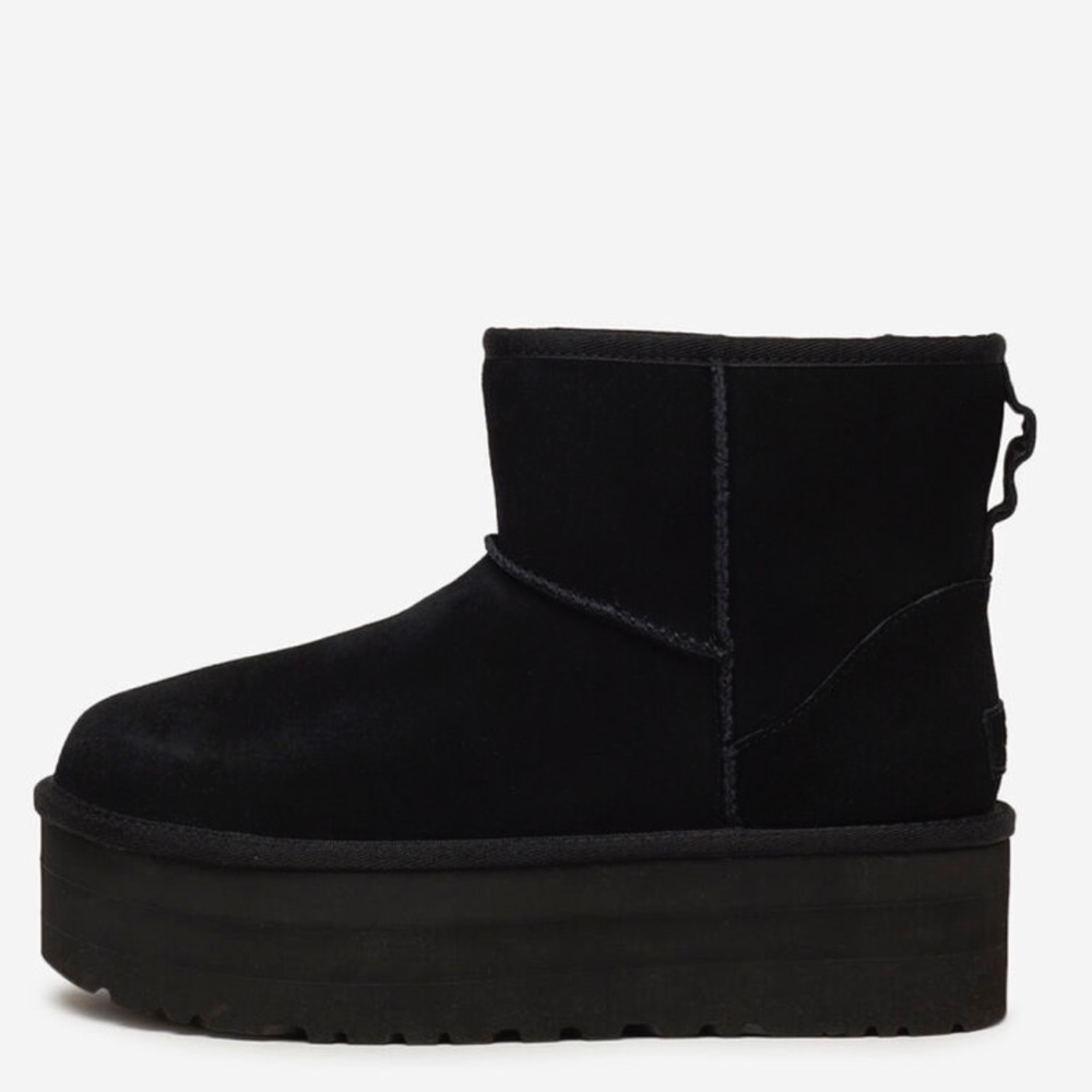UGG Black Suede Classic Mini Platform Boots NIB - Picture 2 of 9